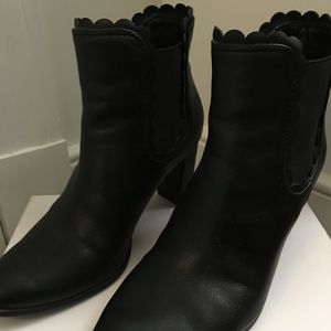 Black Ankle Boots - Scalloped edge